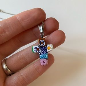 Antica Murrina murano glass cross sterling silver 925 pendant necklace